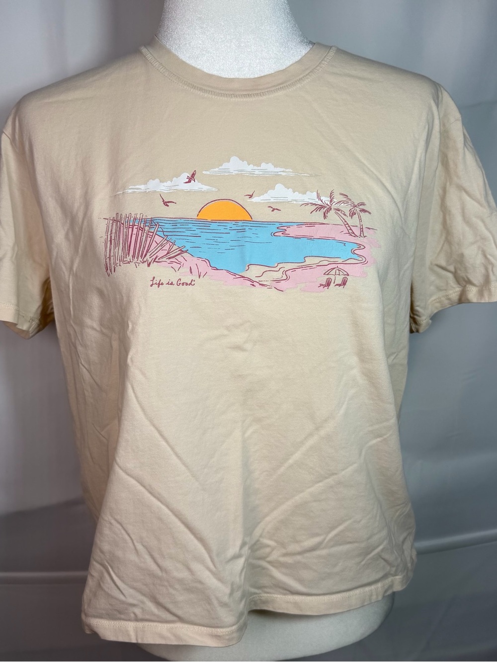 Life Is Good Cream Short-Sleeve Sunset Beach Tee